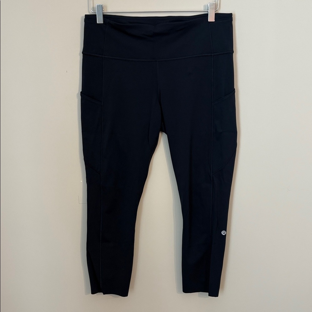 Lululemon Fast & Free High Rise Crop 23” Navy Blue Leggings Size 12